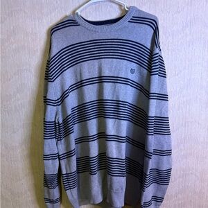 Chaps Gray and Black Crewneck Sweater Classic Knit Design